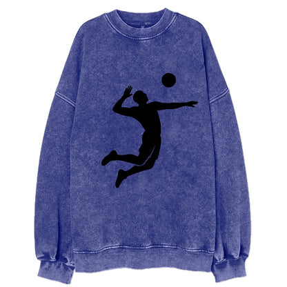 Volleyball player spiking ball - Vintage Sweatshirt - Blue