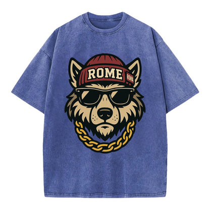 Rome Wolf - Vintage T-shirt - Blue