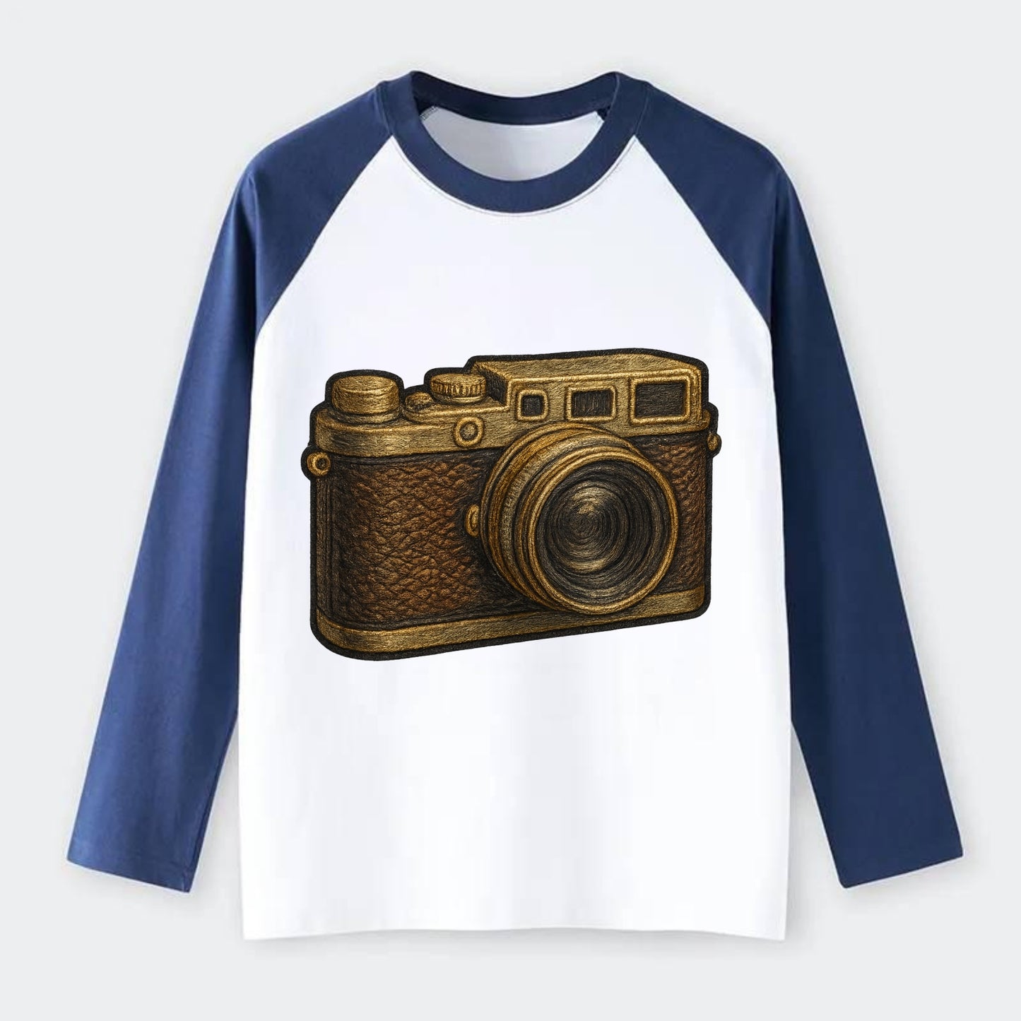 Film Camera  - Raglan Long Sleeve T-Shirt - Blue