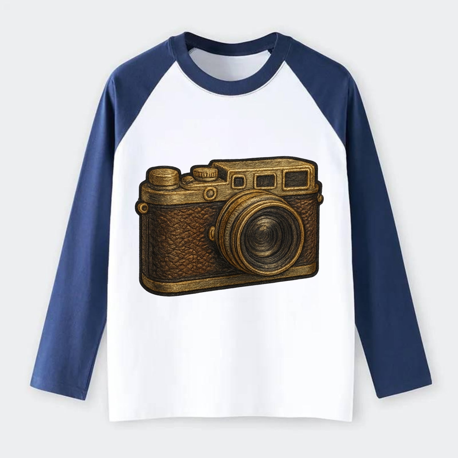 Film Camera  - Raglan Long Sleeve T-Shirt - Blue