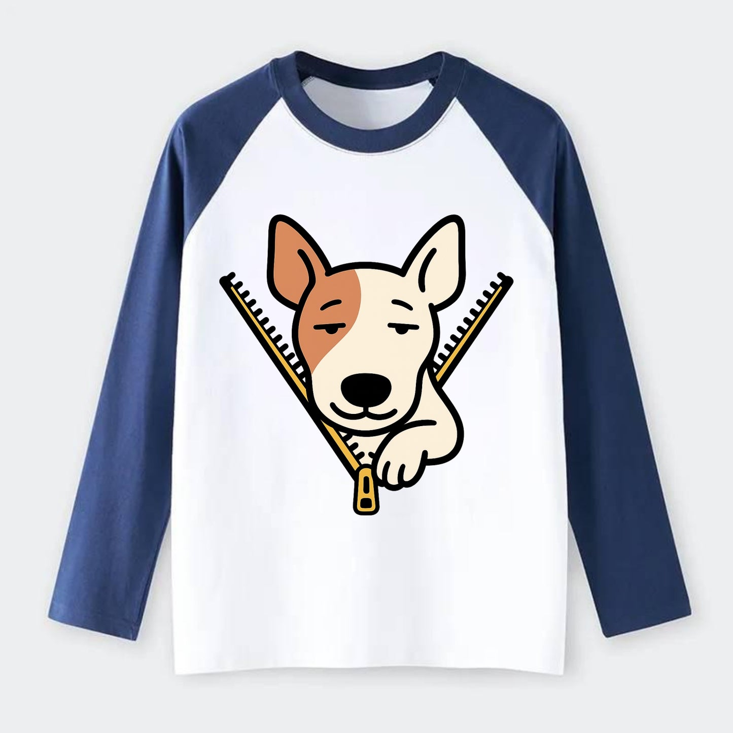Bull Terrier - Raglan Long Sleeve T-Shirt - Blue