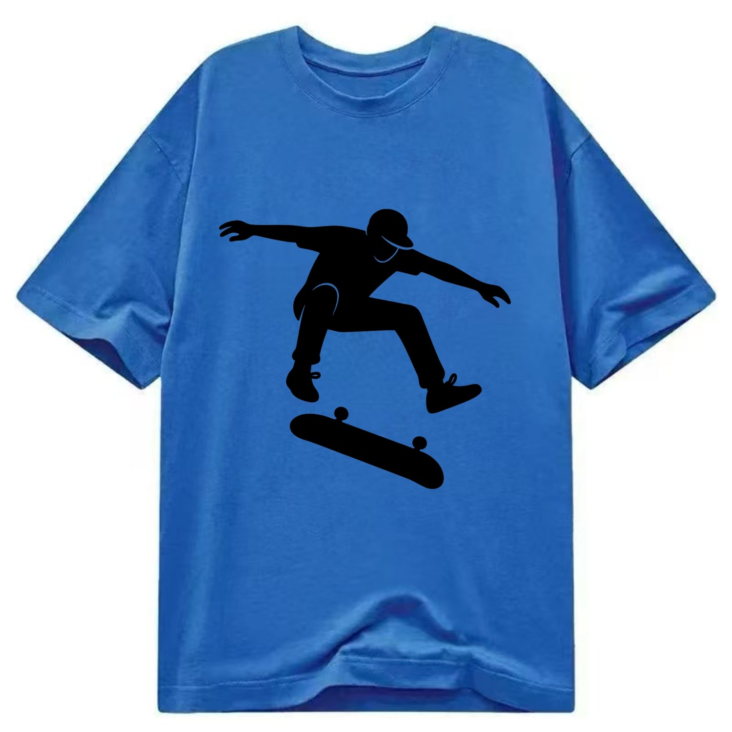 Skateboarder doing kickflip trick - Classic T-shirt - Blue