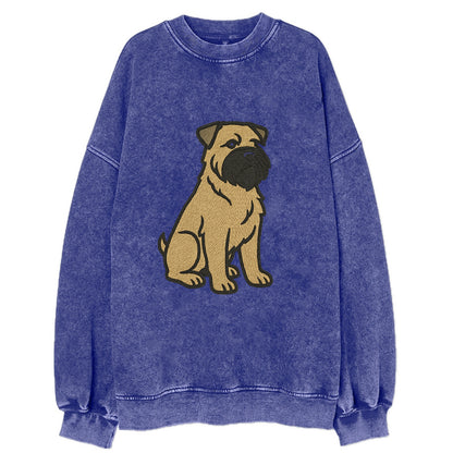 Bouvier des Flandres - Fawn rough coat embroidered design - Vintage Sweatshirt - Blue