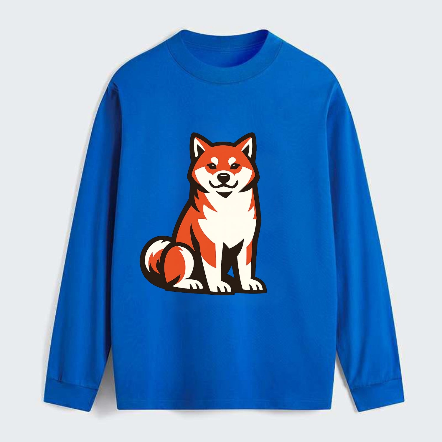 Sitting Shiba Inu Emblem - Classic Long Sleeve Shirt - Blue