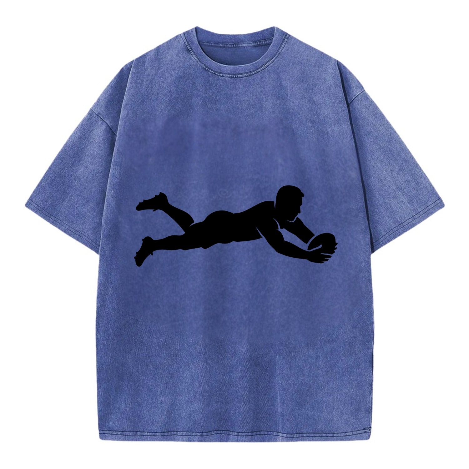 Rugby player diving for try - Vintage T-shirt - Blue