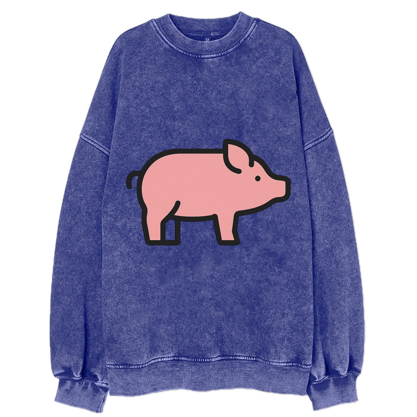 Pig - Pink farm pig flat side profile - Vintage Sweatshirt - Blue
