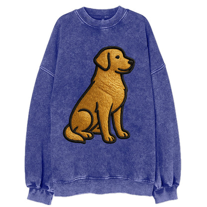 Golden Retriever - Contemporary geometri - Vintage Sweatshirt - Blue