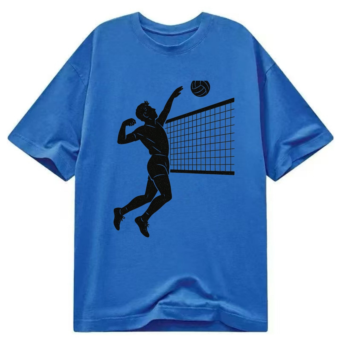 Volleyball player spiking at the net - Classic T-shirt - Blue