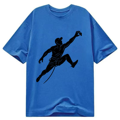 Rock wall climber reaching hold - Classic T-shirt - Blue