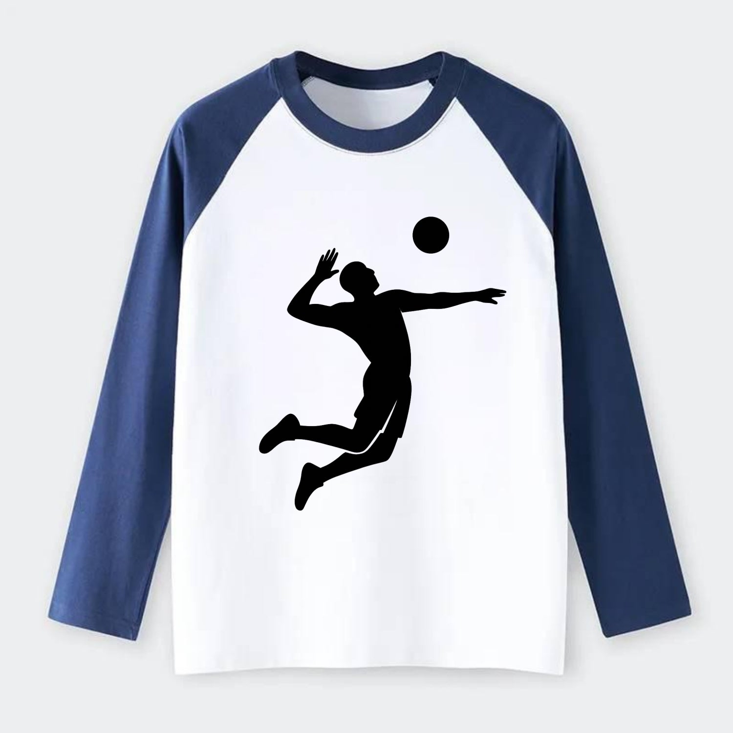 Volleyball player spiking ball - Raglan Long Sleeve T-Shirt - Blue