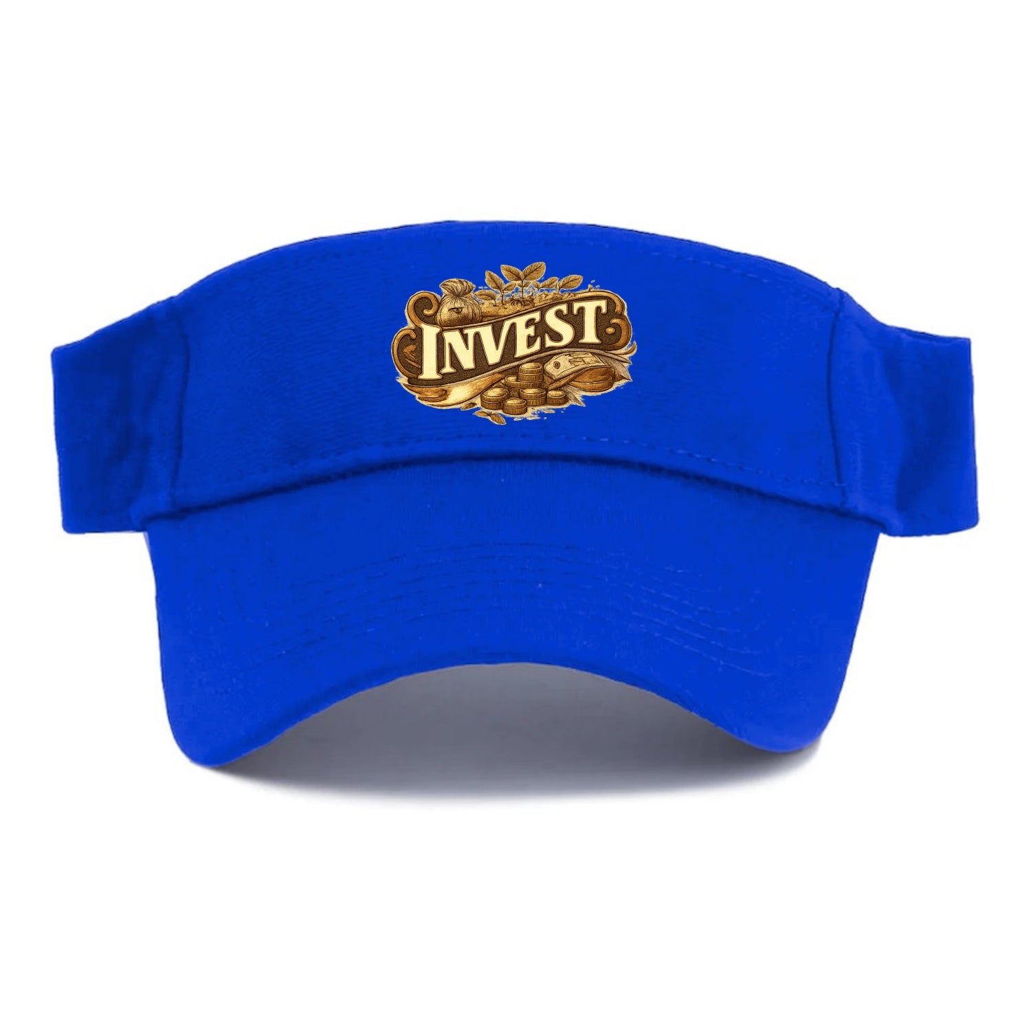 Bold typography design - "INVEST" - growing money, smart decisions - Visor - Blue