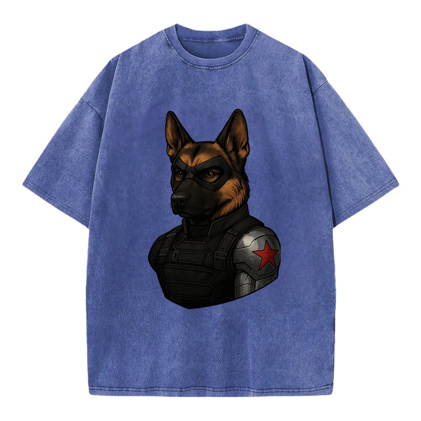 German Shepherd Winter Soldier  - Vintage T-shirt - Blue