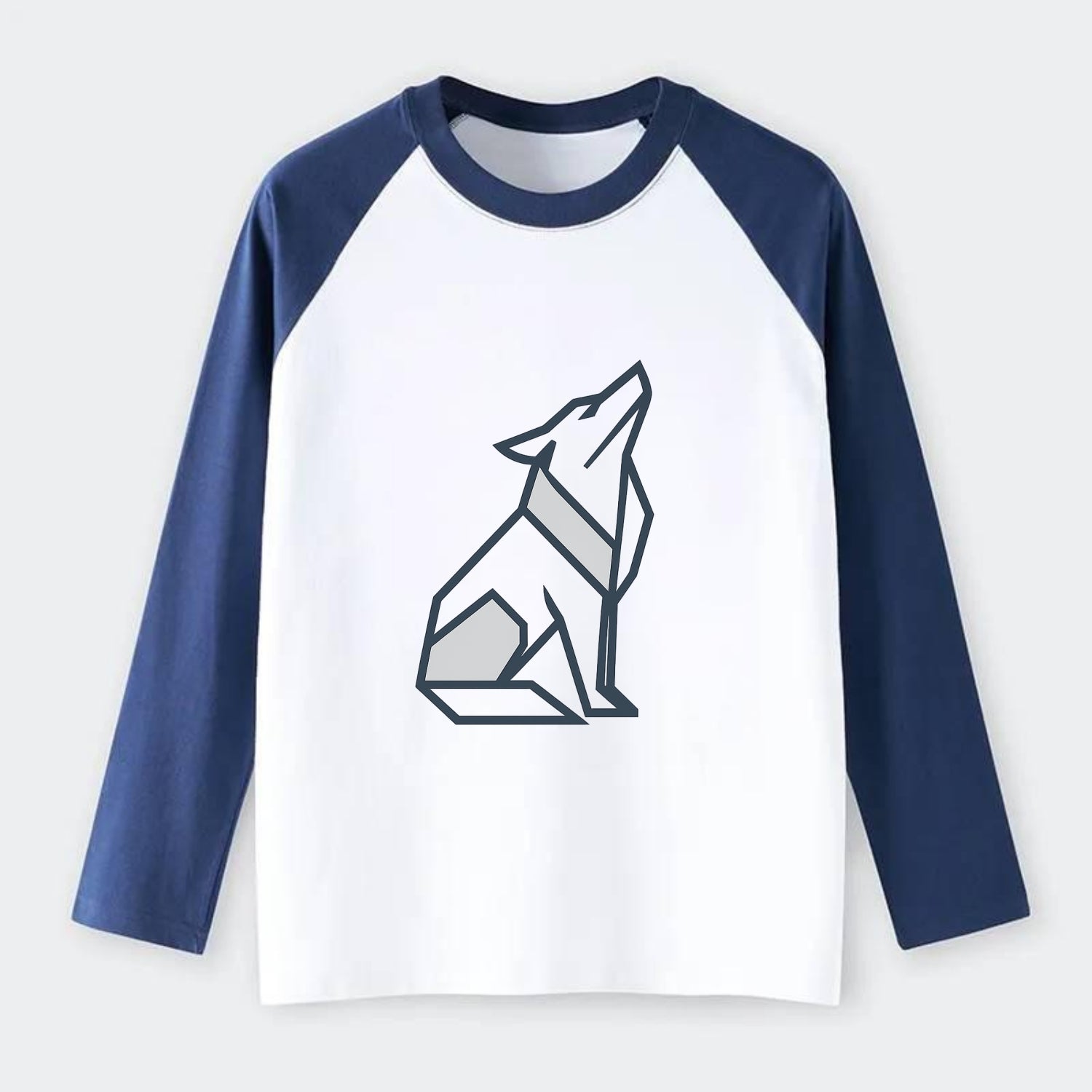 Titanium Wolf Strong  - Raglan Long Sleeve T-Shirt - Blue