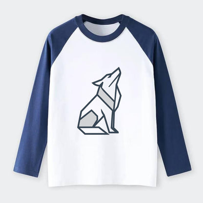 Titanium Wolf Strong  - Raglan Long Sleeve T-Shirt - Blue