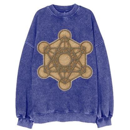 Metatron's Cube  - Vintage Sweatshirt - Blue