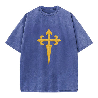 Order Of Santiago Cross - Vintage T-shirt - Blue