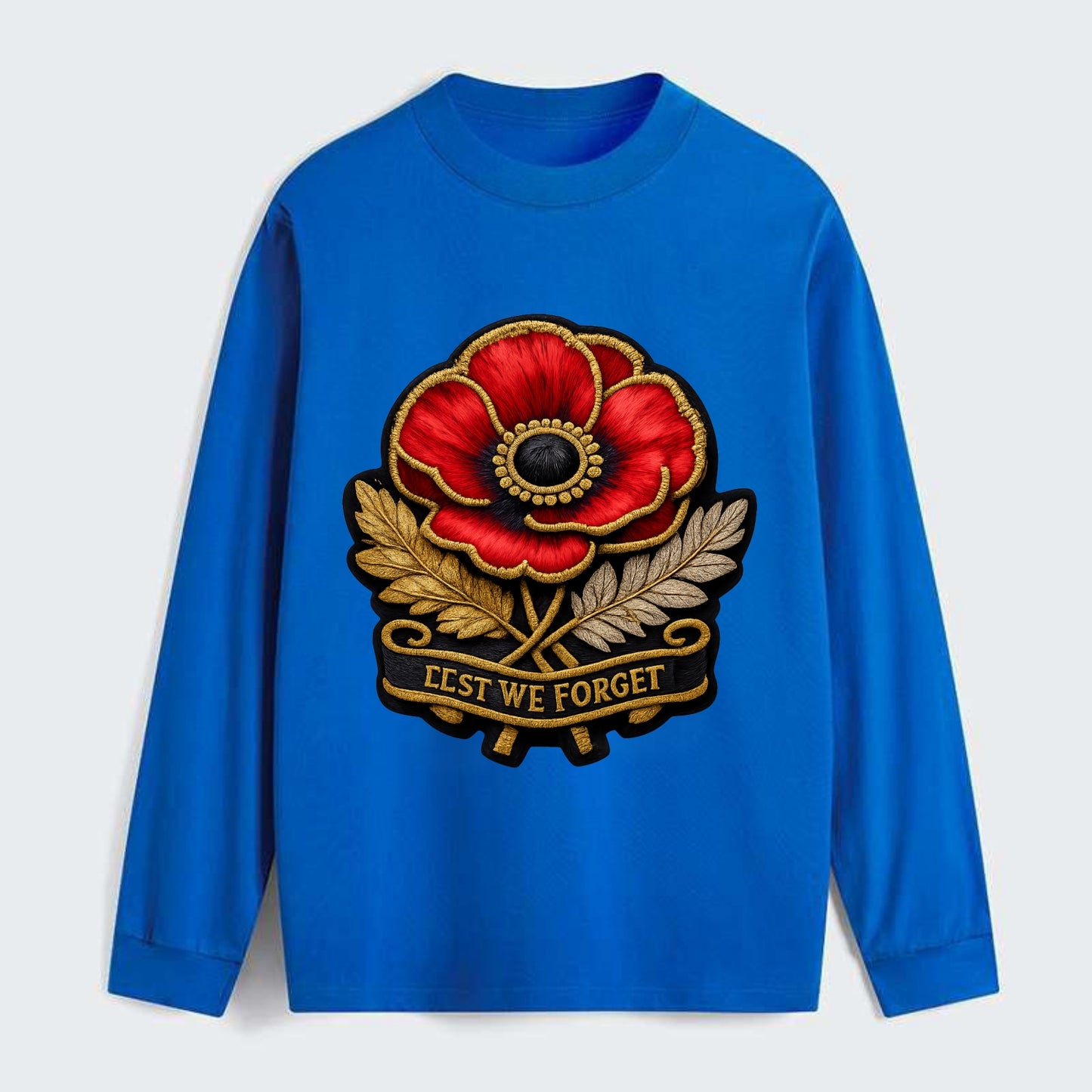 MEMORIAL POPPY - red poppy flower in scarlet , remembrance - Classic Long Sleeve Shirt - Blue