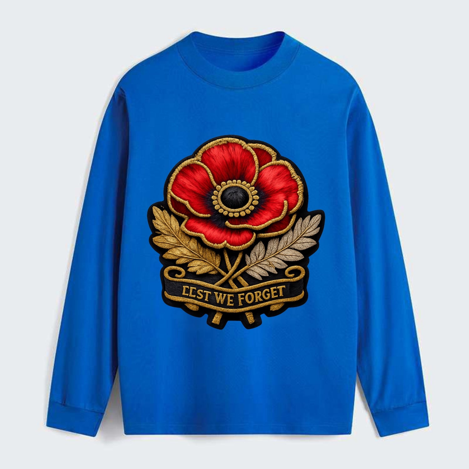 MEMORIAL POPPY - red poppy flower in scarlet , remembrance - Classic Long Sleeve Shirt - Blue