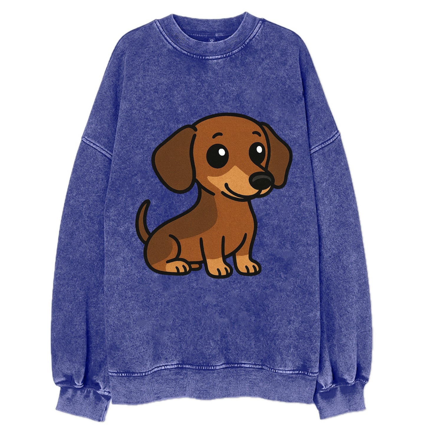 Dachshund - Long body profile view - Vintage Sweatshirt - Blue