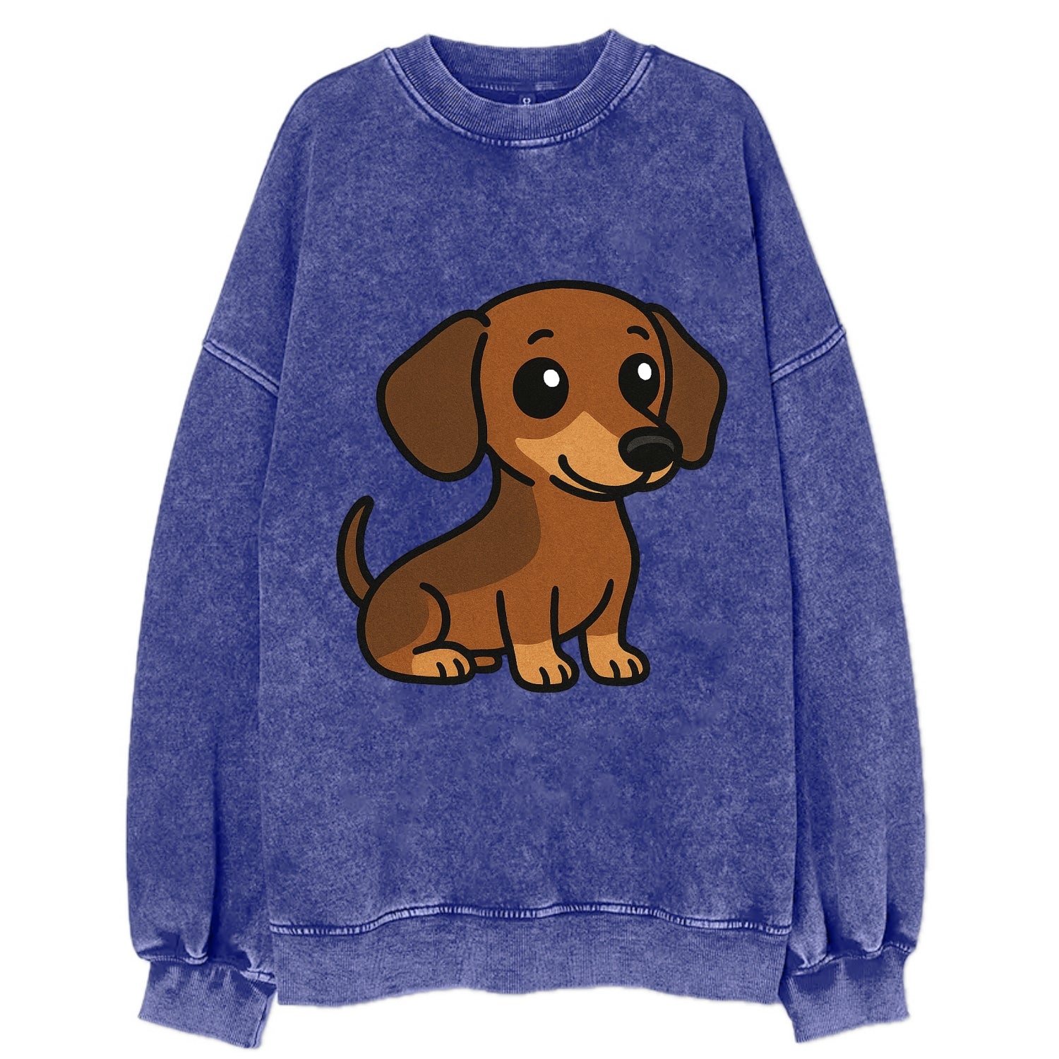 Dachshund - Long body profile view - Vintage Sweatshirt - Blue