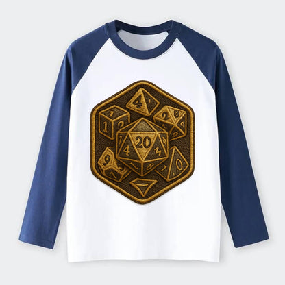 Dice set for tabletop gaming - RPG enthusiast - Raglan Long Sleeve T-Shirt - Blue