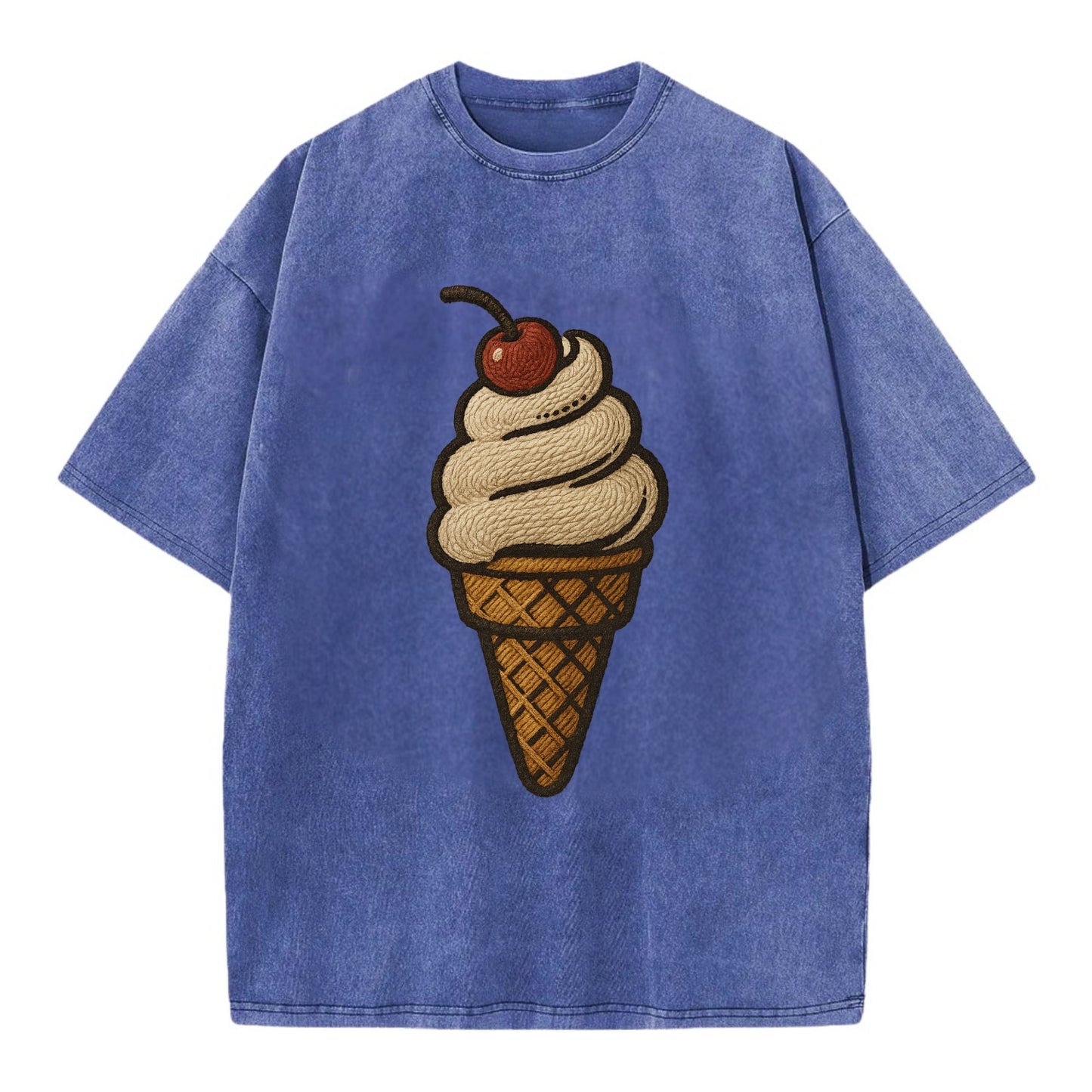 Ice Cream Cone  - Vintage T-shirt - Blue