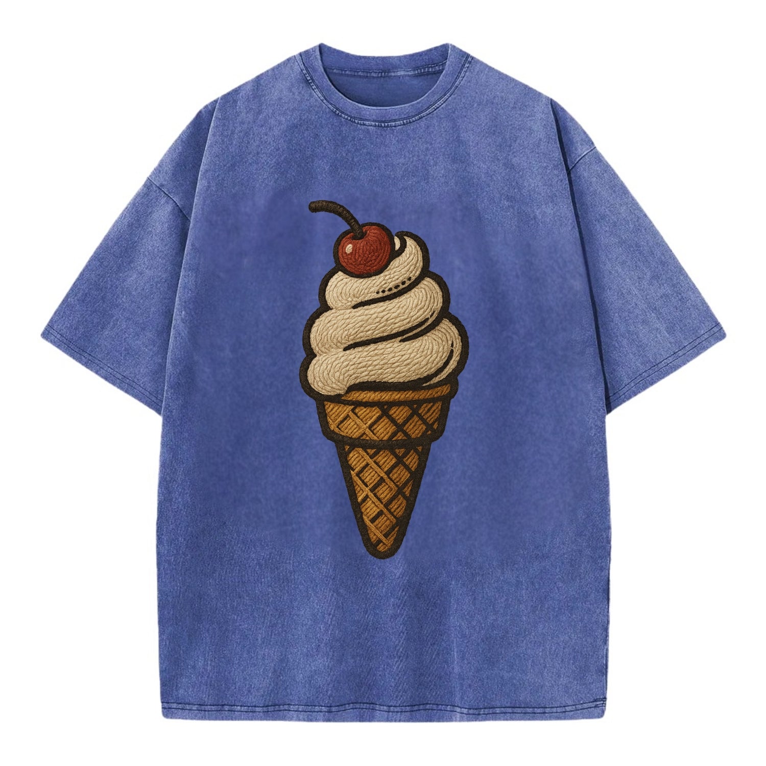 Ice Cream Cone  - Vintage T-shirt - Blue