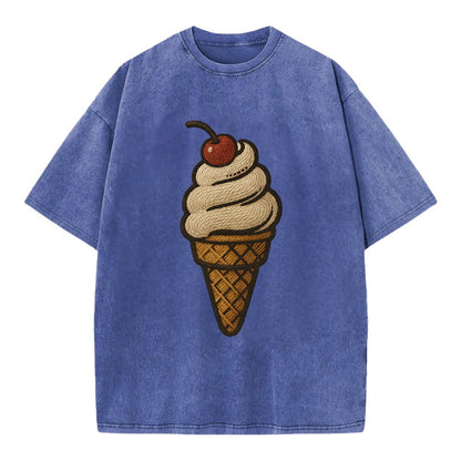 Ice Cream Cone  - Vintage T-shirt - Blue