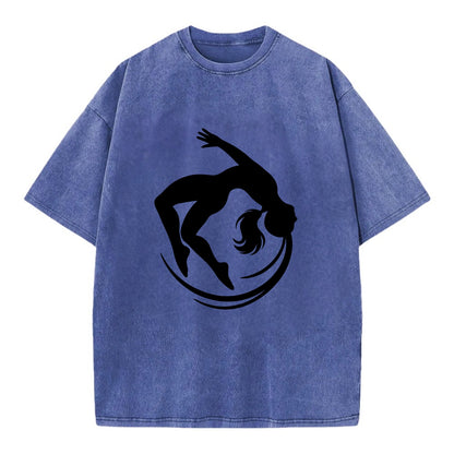 Gymnast mid-backflip rotation - Vintage T-shirt - Blue