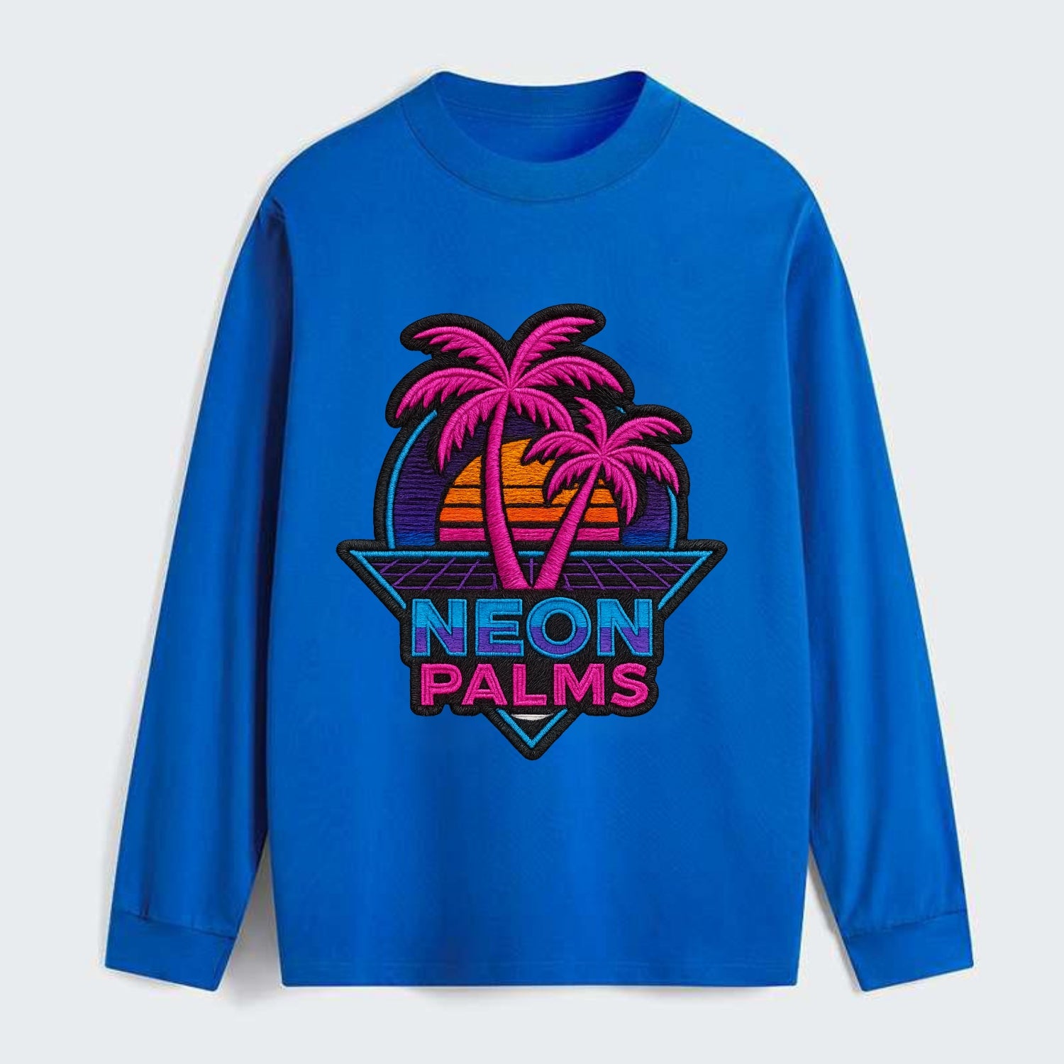 Neon Palms - Classic Long Sleeve Shirt - Blue