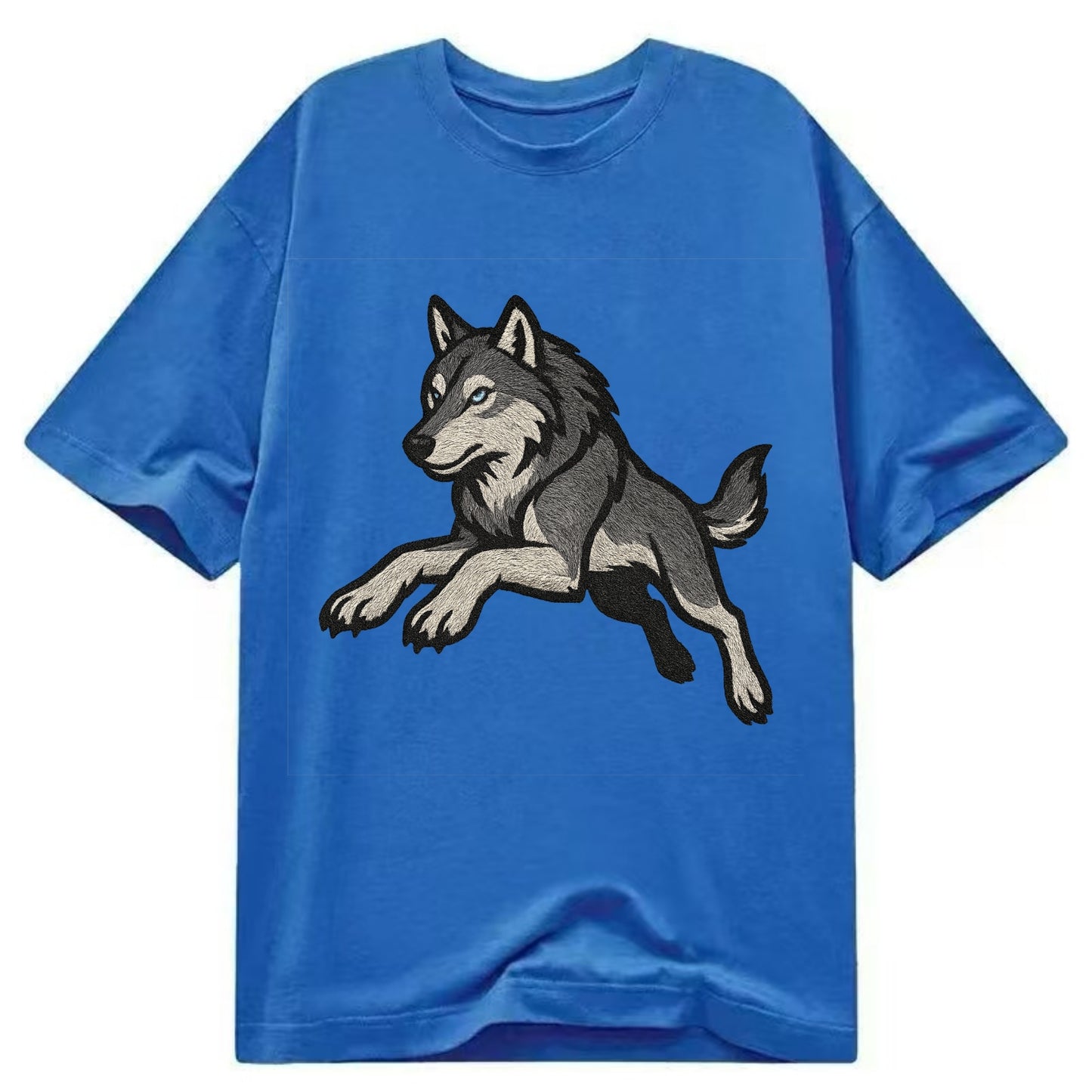 Wolf Leaping Action  - Classic T-shirt - Blue