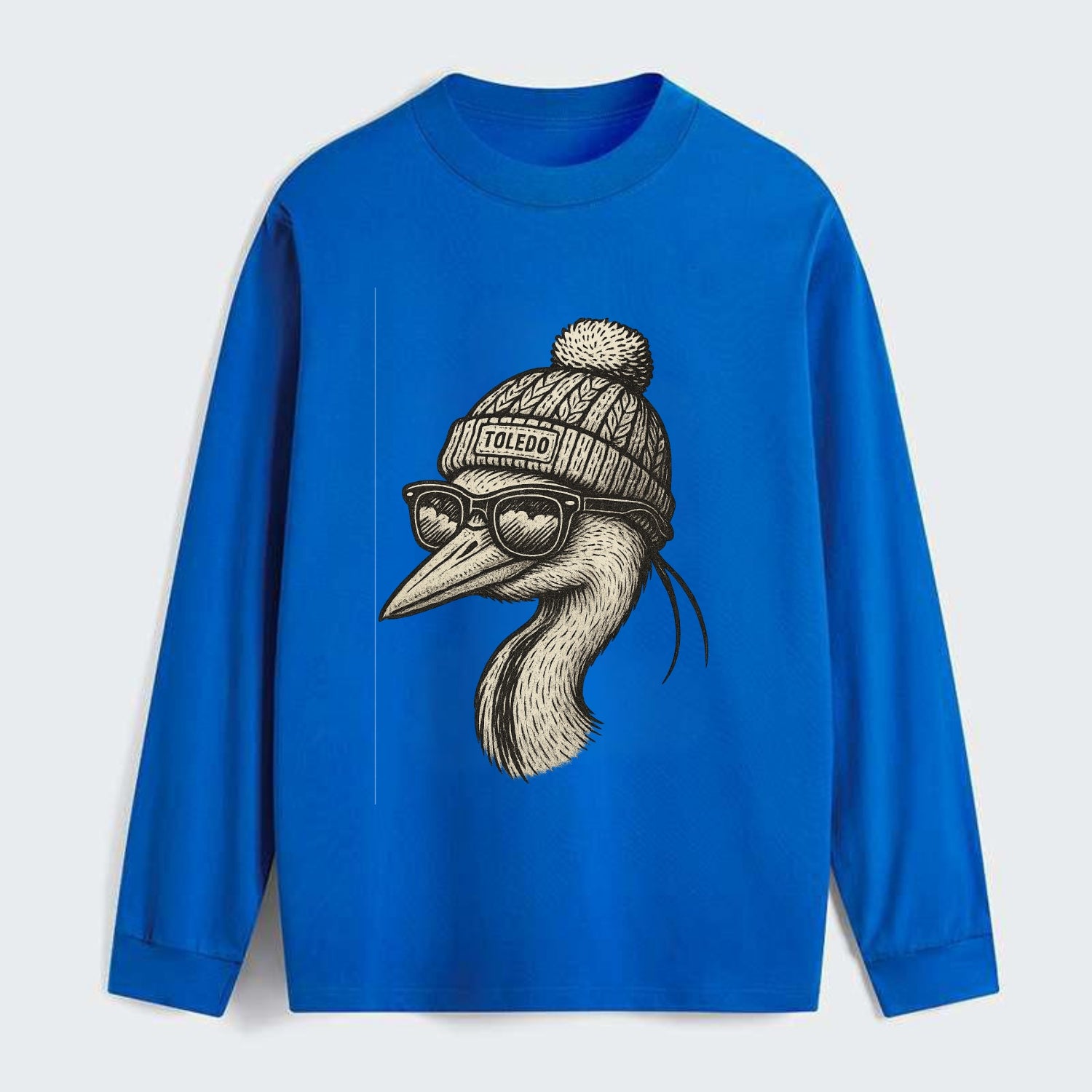 Toledo Great Blue Heron wearing Toledo b - Classic Long Sleeve Shirt - Blue