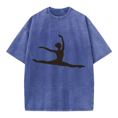 Ballet dancer in grand jete leap - Vintage T-shirt - Blue