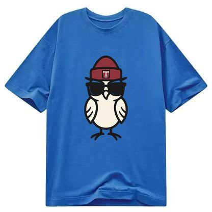 Philadelphia Owl wearing Temple beanie with T patch - Classic T-shirt - Blue