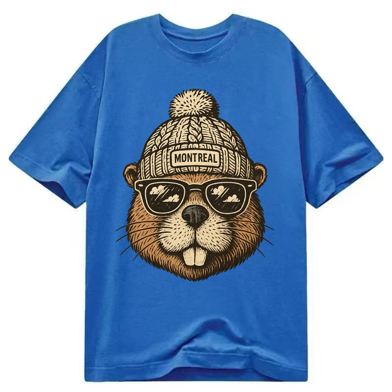 Montreal Beaver wearing Montreal beanie - Classic T-shirt - Blue