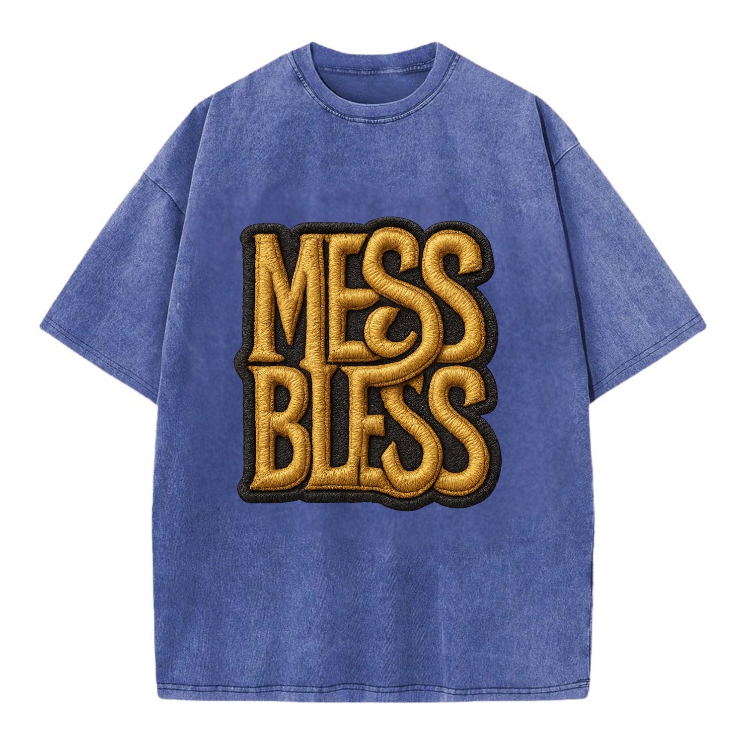 MESS;BLESS UP Gold Metallic Visor - Vintage T-shirt - Blue