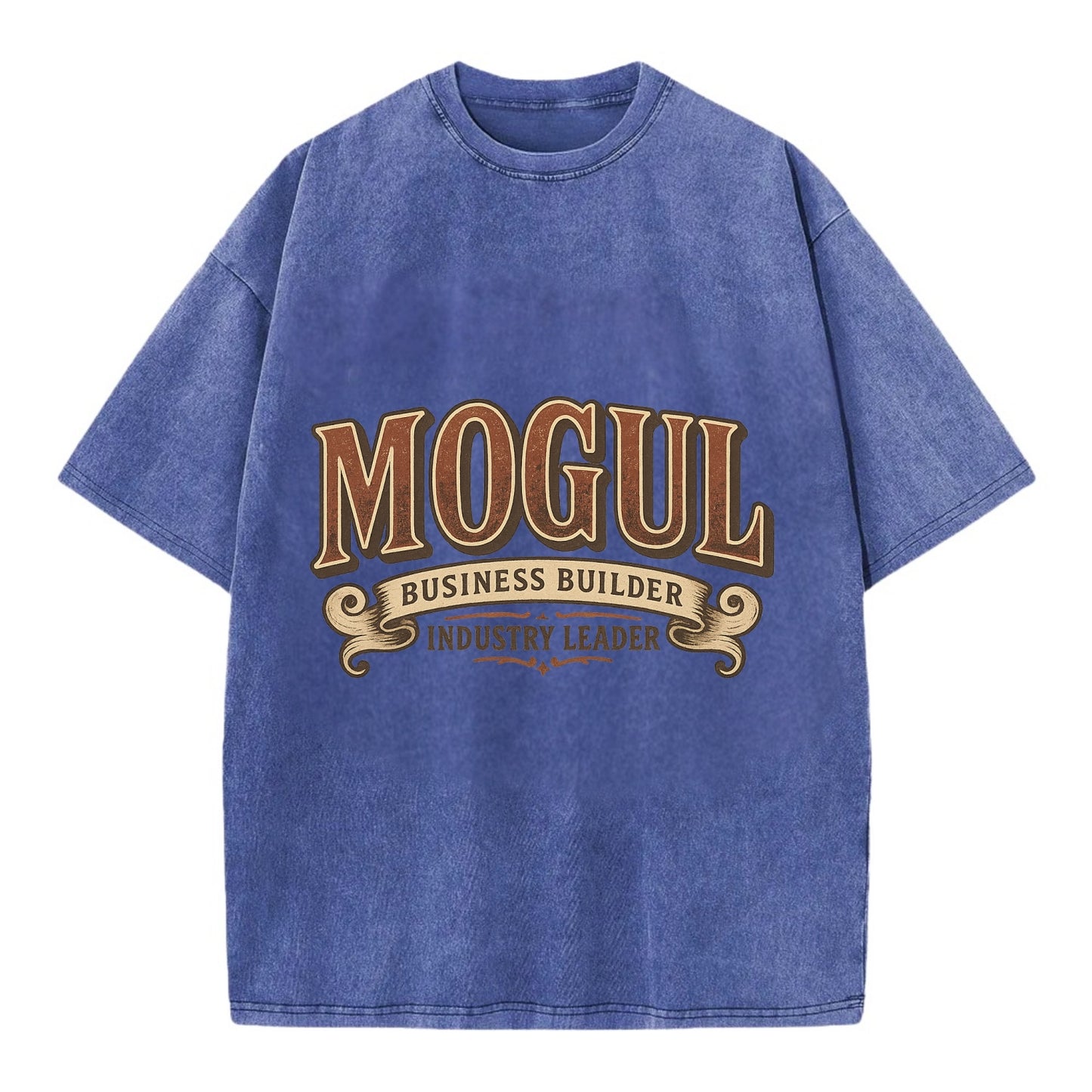 Bold typography design - "MOGUL" - business builder, industry leader - Vintage T-shirt - Blue