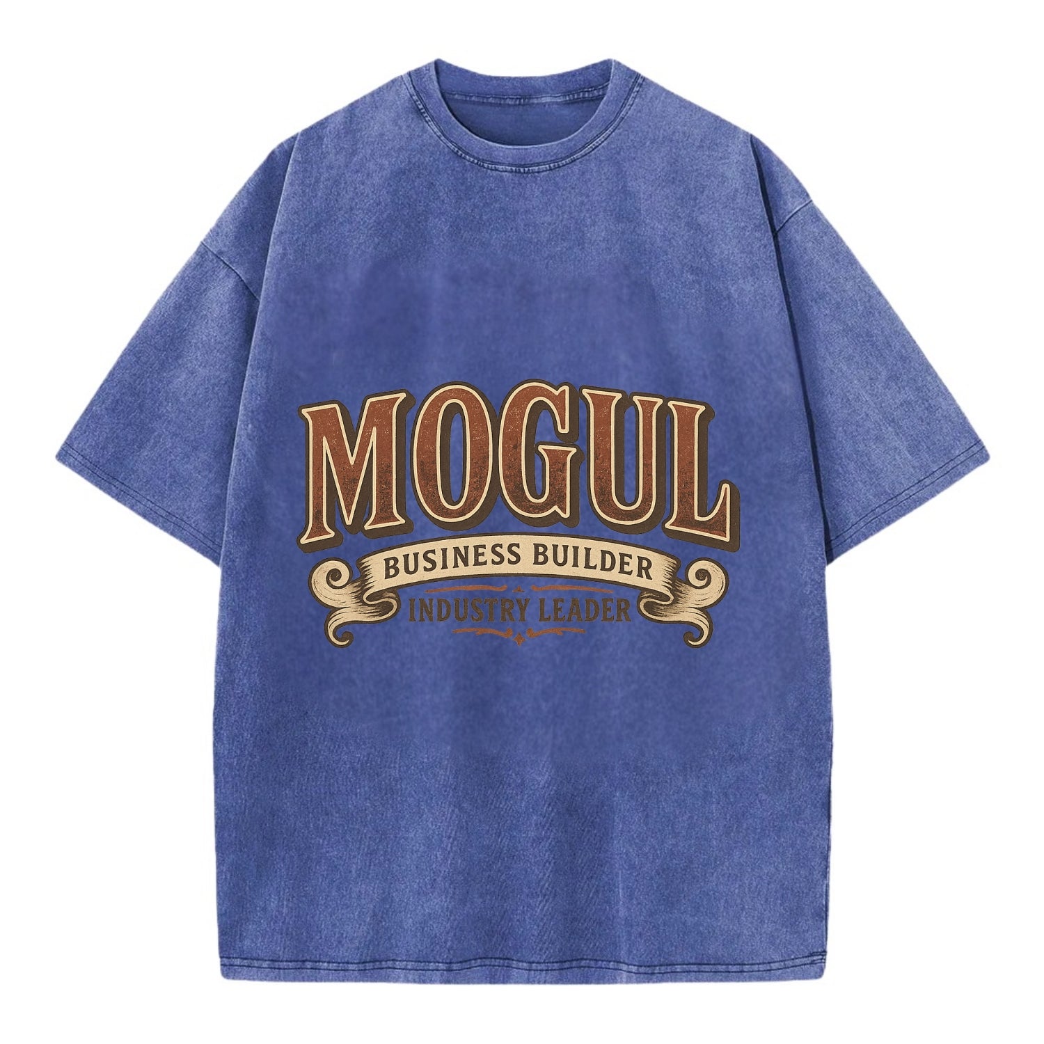 Bold typography design - "MOGUL" - business builder, industry leader - Vintage T-shirt - Blue