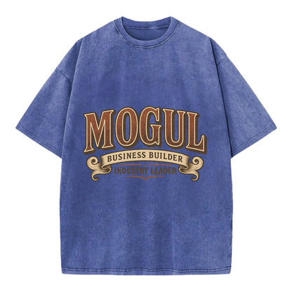 Bold typography design - "MOGUL" - business builder, industry leader - Vintage T-shirt - Blue