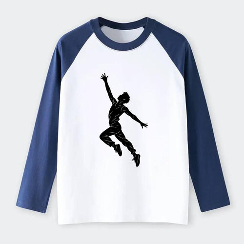 Modern dancer reaching skyward - Raglan Long Sleeve T-Shirt