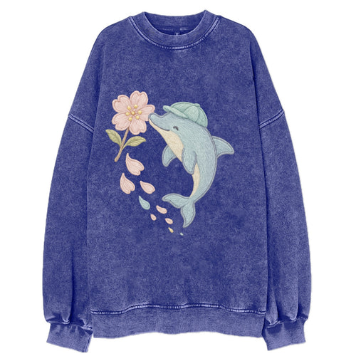 Dolphin Sakura Leap - Vintage Sweatshirt