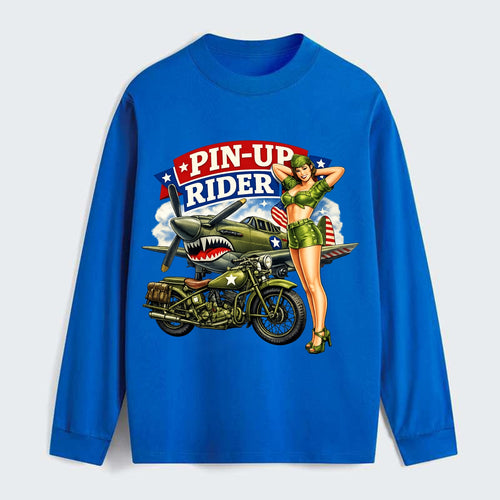 Wwii Pin Up Rider - Classic Long Sleeve Shirt