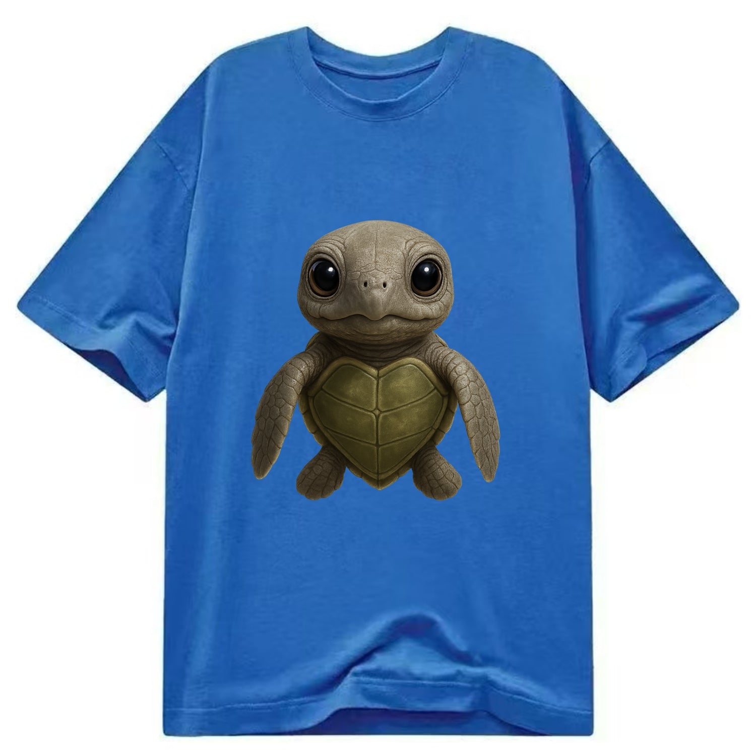 Baby Olive Ridley Turtle - olive green shell, heart-shaped carapace, bright eyes, - Classic T-shirt - Blue