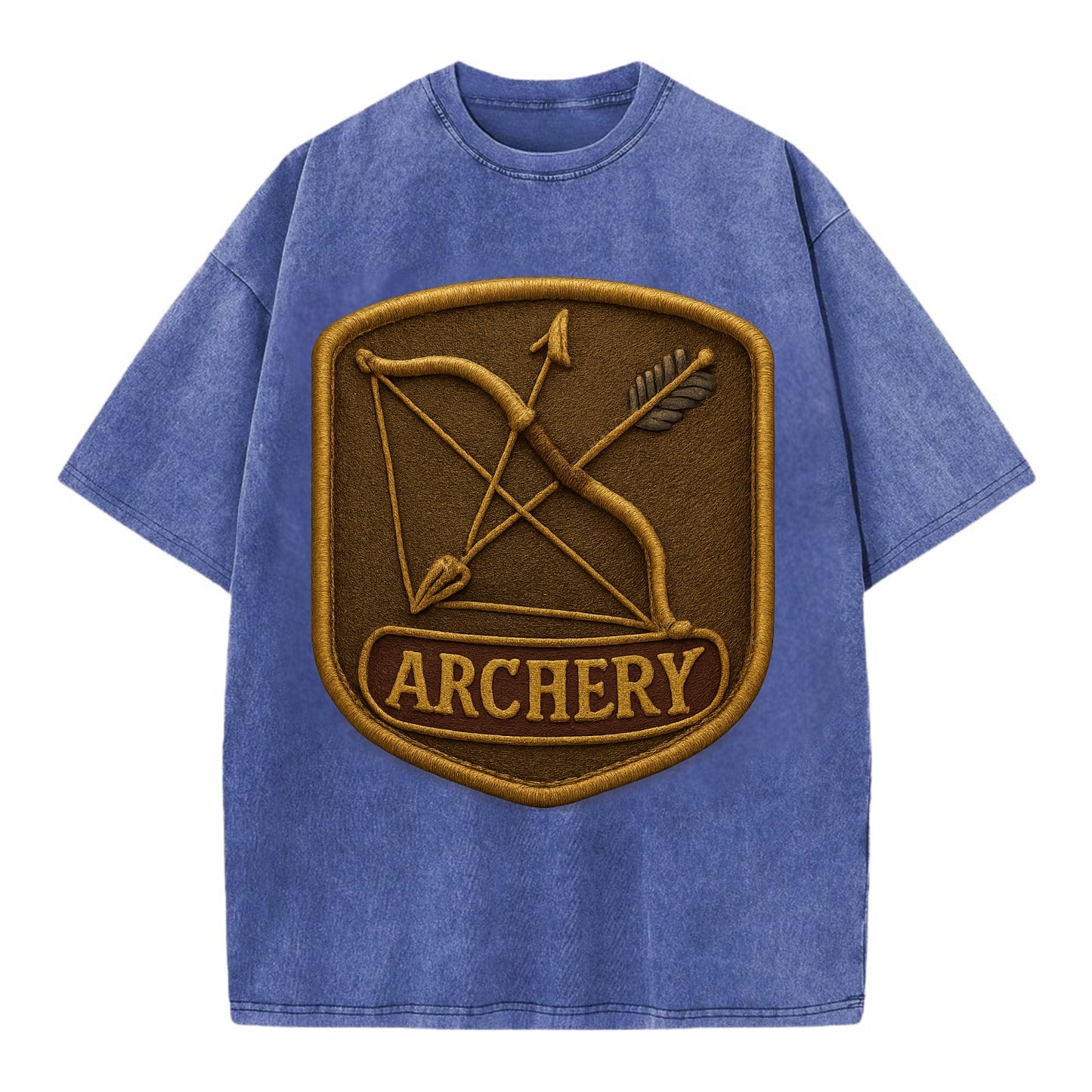 Bow and arrow crossed - archery enthusiast - Vintage T-shirt - Blue