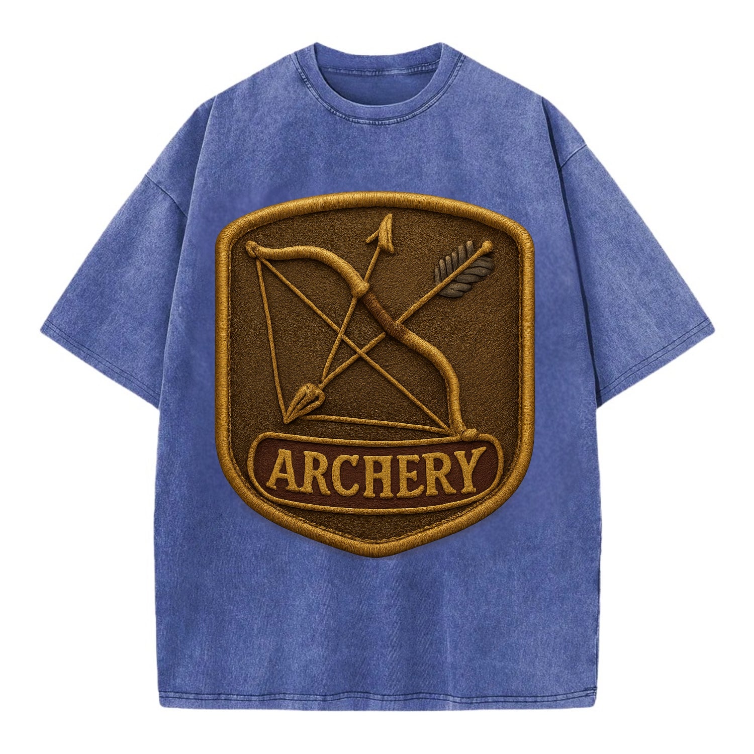 Bow and arrow crossed - archery enthusiast - Vintage T-shirt - Blue