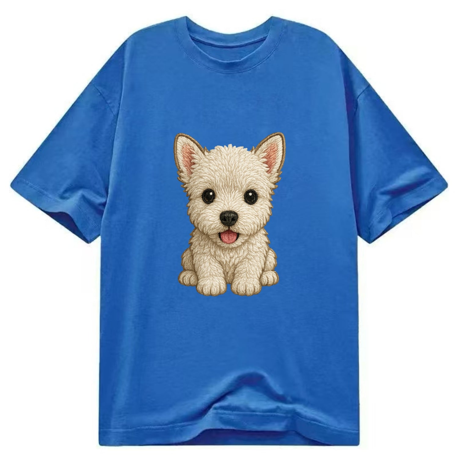 Baby West Highland White Terrier Puppy - all white, pointed ears, dark eyes, - Classic T-shirt - Blue