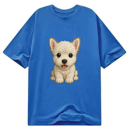 Baby West Highland White Terrier Puppy - all white, pointed ears, dark eyes, - Classic T-shirt - Blue