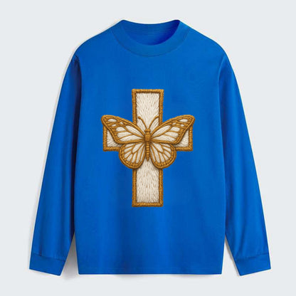 Resurrection Cross  - Classic Long Sleeve Shirt - Blue