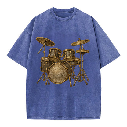 Drum Kit  - Vintage T-shirt - Blue