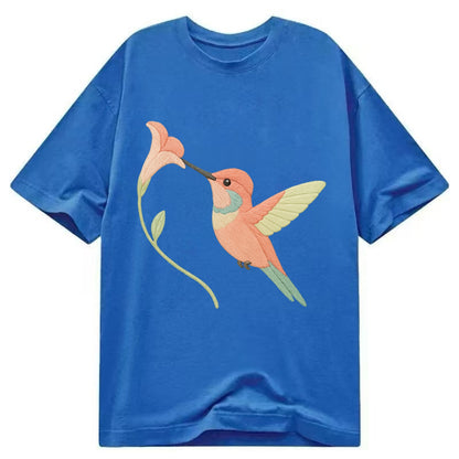 Coral Hummingbird - Classic T-shirt - Blue